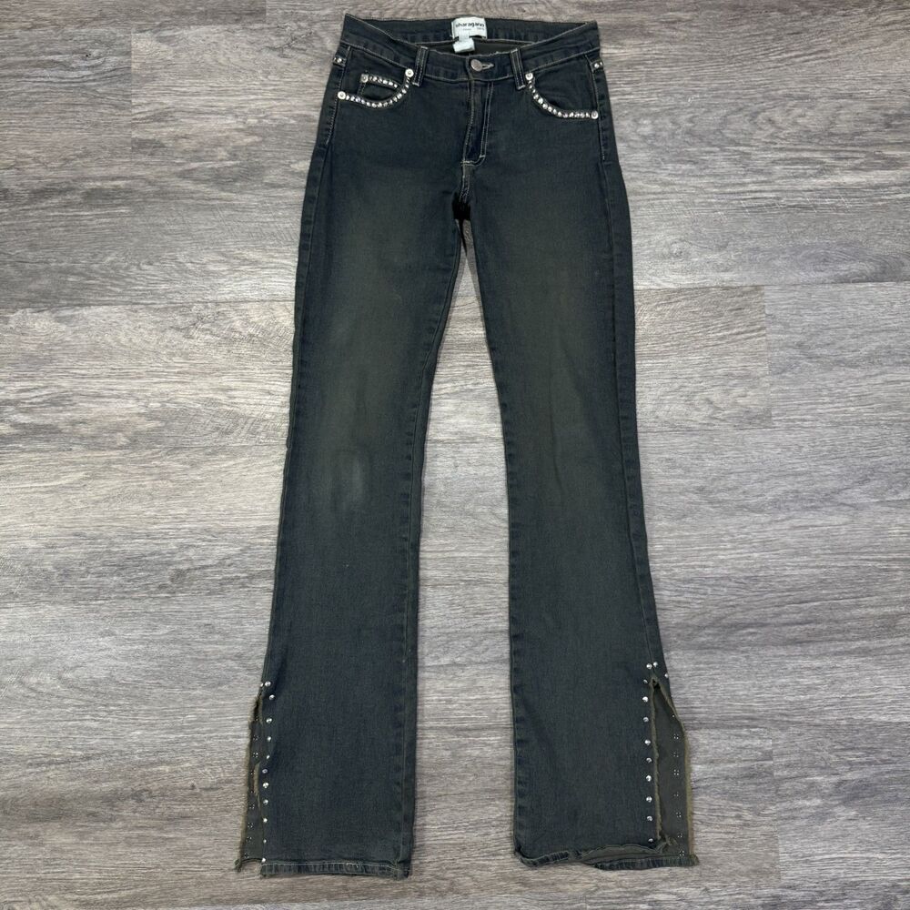 Sharagano Paris Y2k Jeans Blue Grey Flare Studded size Small